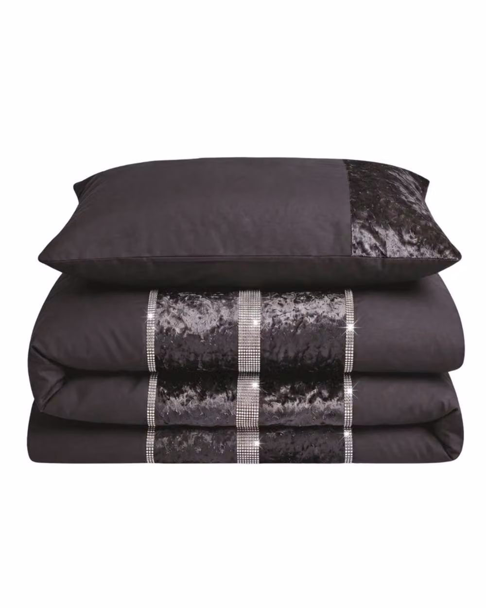 Intimates Topaz Crushed Velvet Duvet Cover and Pillowcase Set in Charcoal Grey, W/D/H: 140 x 200 cm and 90 x 190 cm – 2
