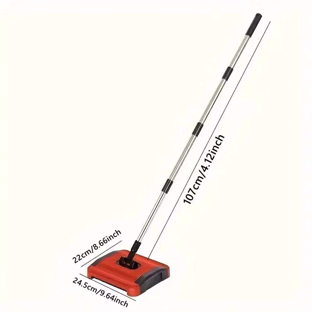 Nordara Sweeper Manual Carpet Cleaner in Red with Telescopic Handle, W: 100 cm, D: 15 cm – 2