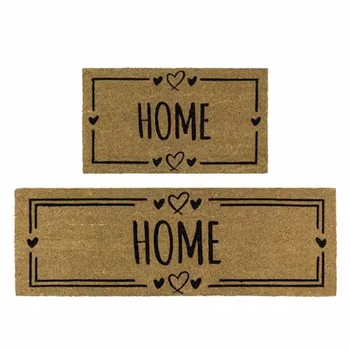 JVL Brown Coir and Rubber Non-Slip Weatherproof Doormat and Runner Set, W/D/H: 40 x 120 x 1.5 cm – 7