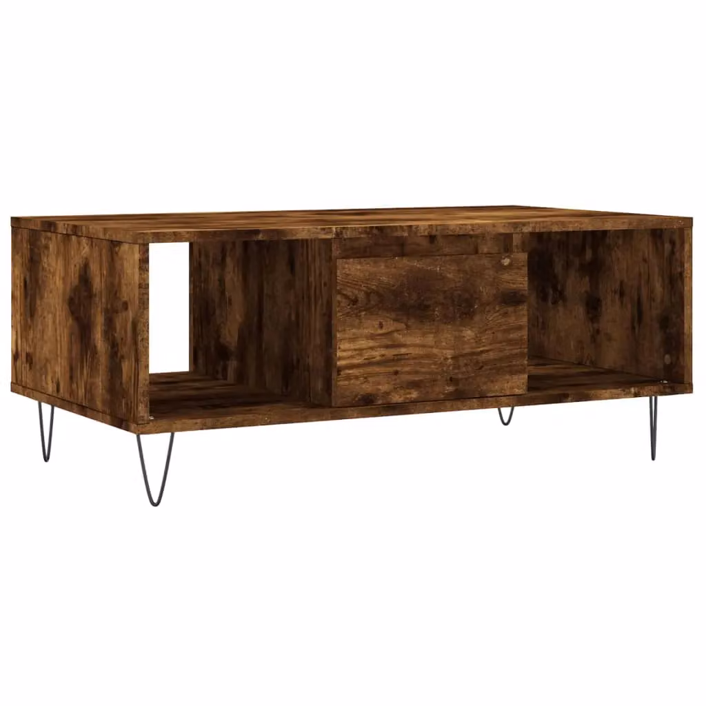 Berkfield Home Smoked Oak Coffee Table in Brown, W: 90 cm, D: 50 cm, H: 36.5 cm – 2