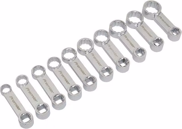 Loops 10pc Metric Socket Set with 3/8 inch Square Drive and 12 Pt Torque Wrench Spanner Adapters in Silver and Multicolour