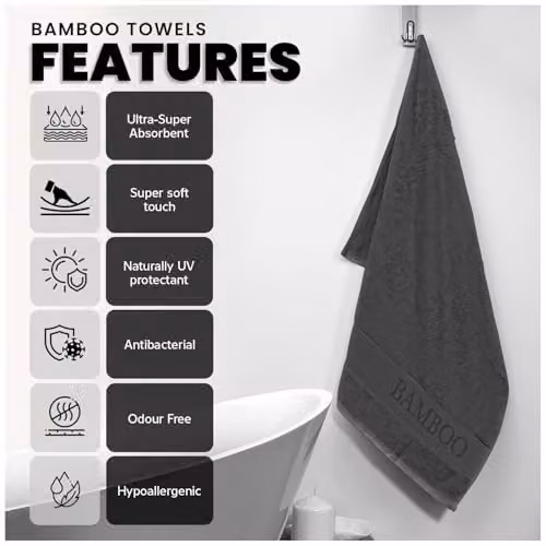 GC GAVENO CAVAILIA Bamboo and Cotton Hand Towels, 2 Pack, Anthracite, W/D/H: 50 x 80 cm – 3
