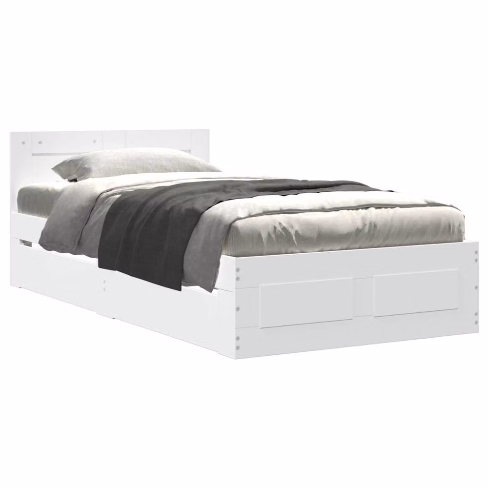 Berkfield Home White Engineered Wood Bed Frame with Headboard W/L: 80 x 200 cm – 2