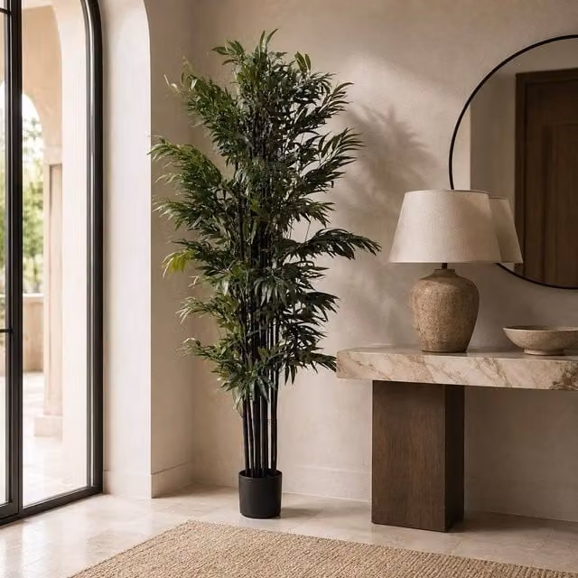 Leaf Premium Green Artificial Fire Retardant Natural Bamboo Tree, Height: 200 cm