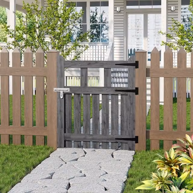 Darphe Traditional Flat-Topped Wooden Garden Gate, Grey, W: 76 cm, H: 90 cm
