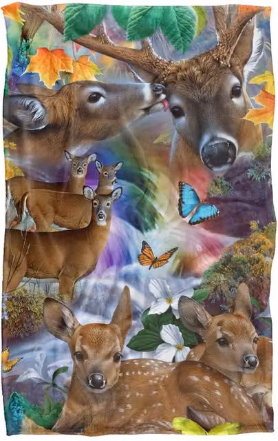 JQ Licensing Forest Stream Deer and Butterflies Super Soft Fleece Throw Blanket, Multicolour, W/D/H: 91 x 147 cm – 4