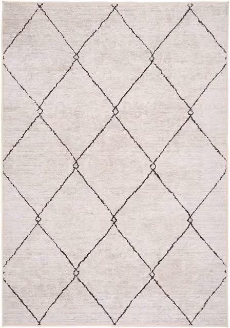 Kukoon Beige and Grey Trellis Modern Abstract Geometric Living Room Area Rug, W: 120 cm x L: 170 cm