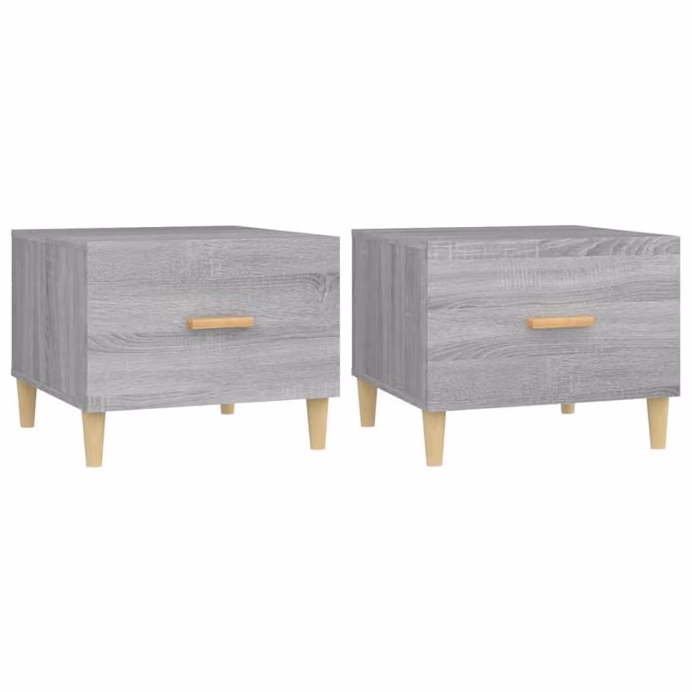 Berkfield Home Sturdy Set of 2 Grey Sonoma Square Coffee Tables, W/D/H: 50 x 50 x 40 cm