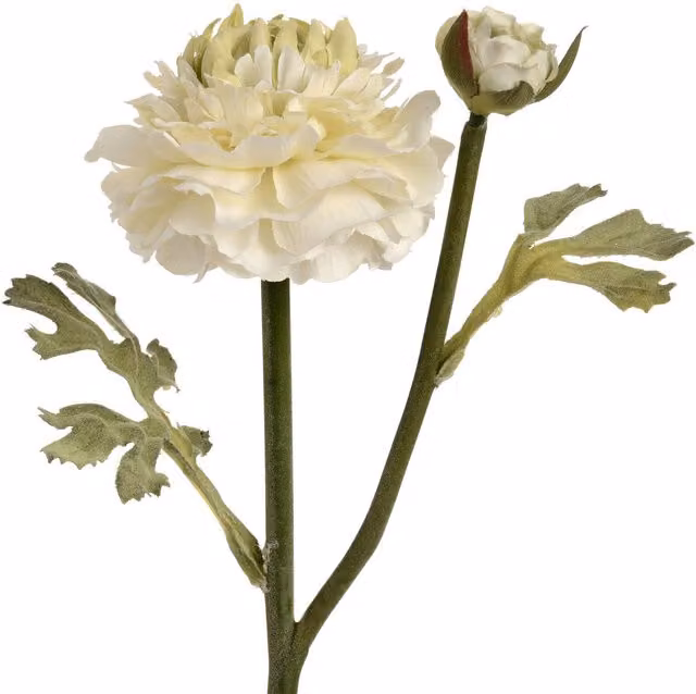 KDMK White and Green Ranunculus Artificial Spring Flower Spray