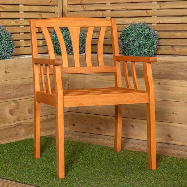 Samuel Alexander Classic Oiled Wood Garden Chair in Brown, H 87 cm x W 60 cm x D 56 cm