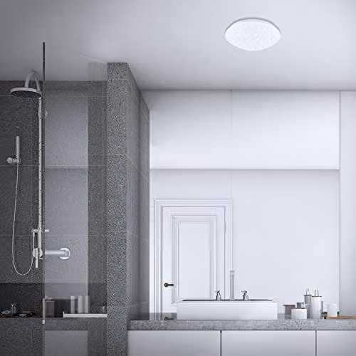Briloner White LED Ceiling Light with Star Effect, IP44, 12W, 1200 Lumens, 4000K, Diameter: 28 cm – 3