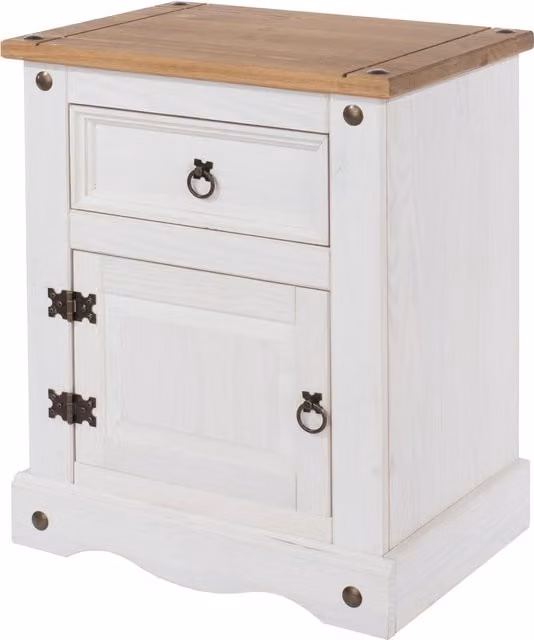 Core Products Corona White Wax 1 Door 1 Drawer Bedside Cabinet – 1