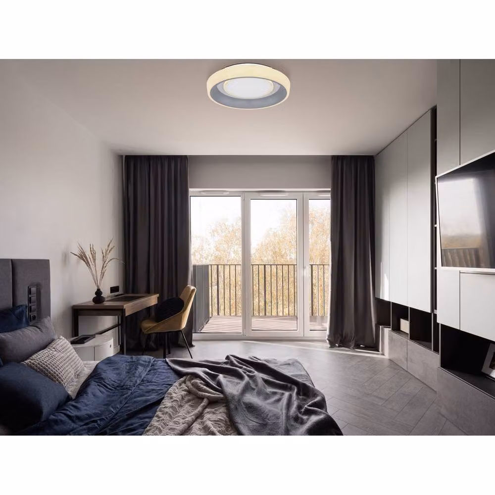 Netlighting Tabano Semi Ceiling Light in White, featuring dimmable LED technology with remote control and adjustable CCT 3000-6000K – 2