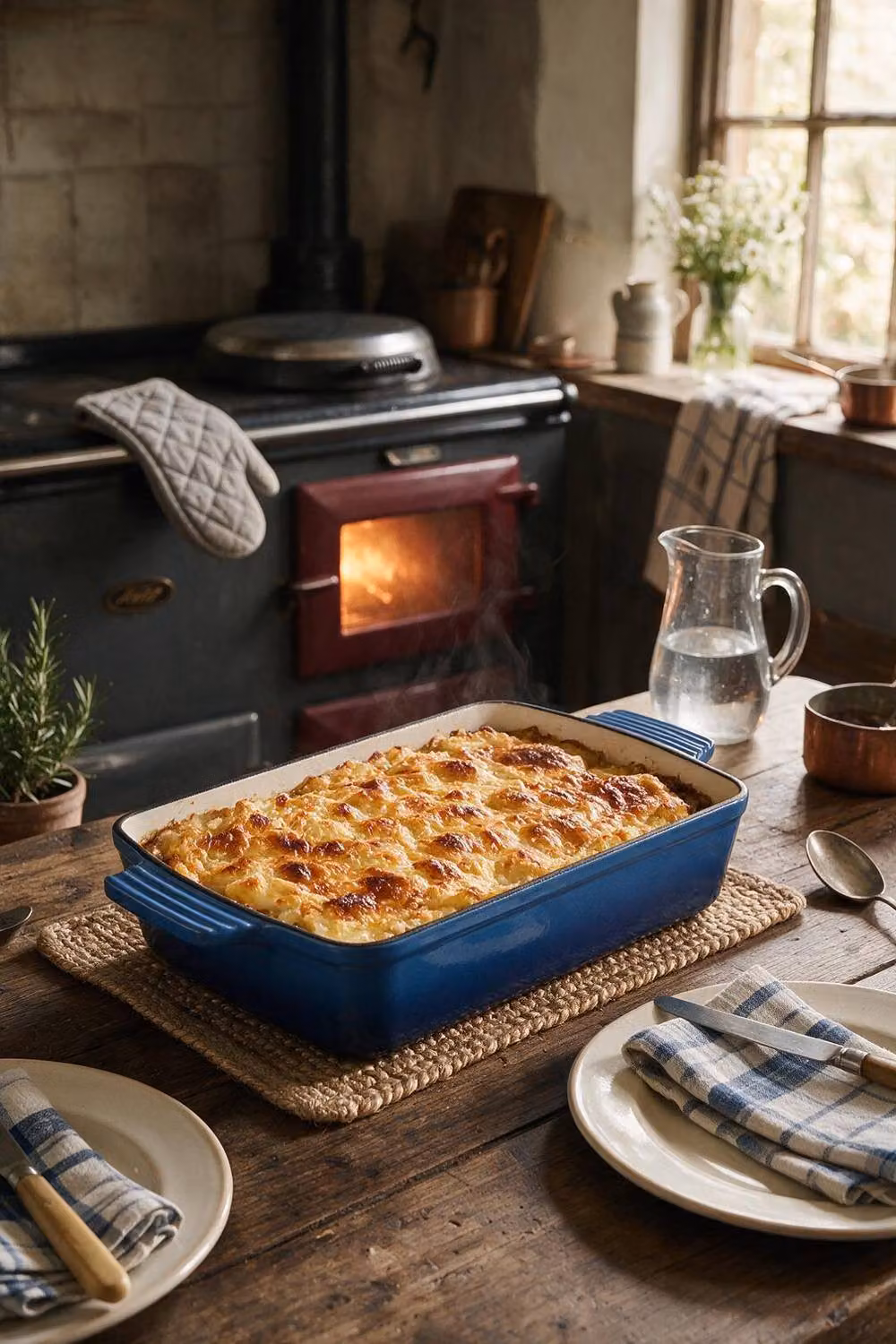 ExtraStar Enamelled Cast Iron Rectangular Casserole Dish with Lid and Dual Handles in Blue – 2