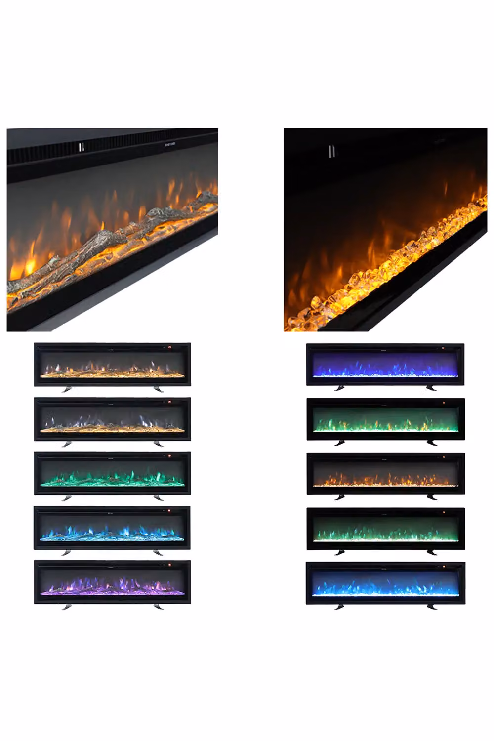 Living and Home 42 Inch Electrical Fireplace with Remote and 12 Flame Colours in Black – 2