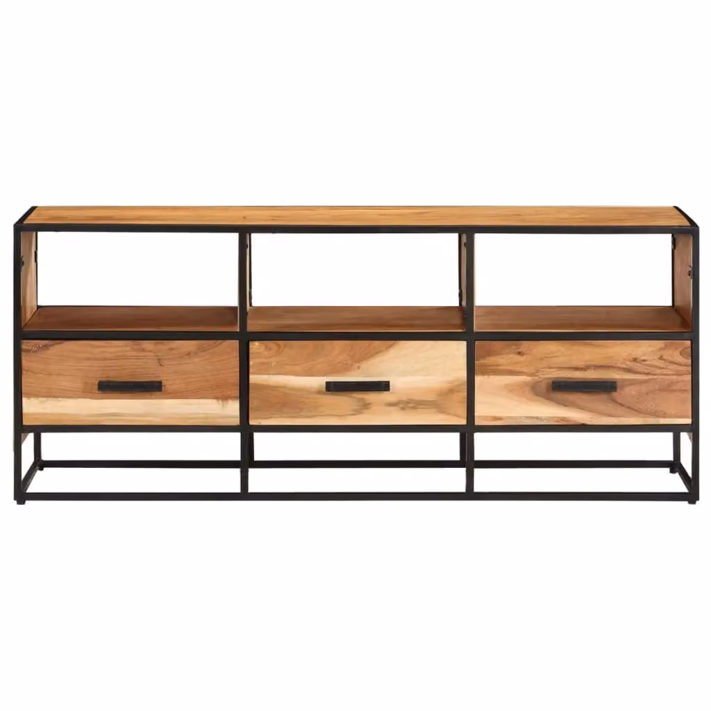 Berkfield Home Industrial TV Cabinet in Brown Solid Acacia Wood and Metal, W/D/H: 110 x 30 x 45 cm – 2