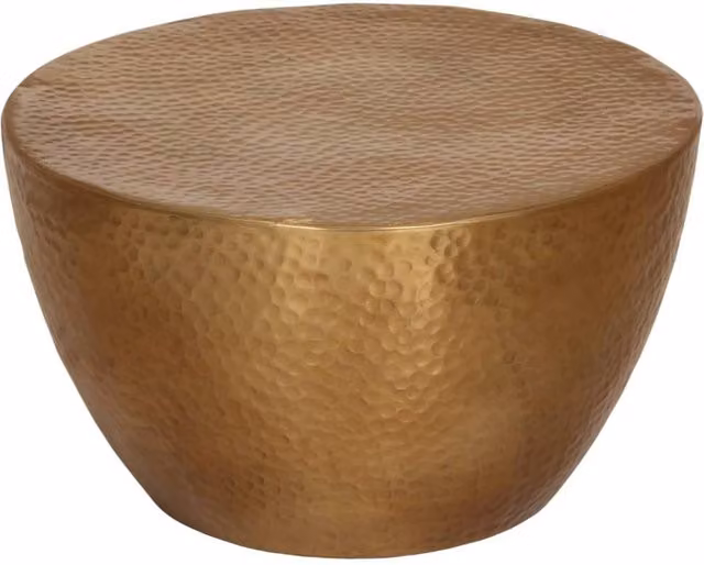 Berkfield Home Hammered Aluminium Coffee Table in Yellow Brass, W: 50 cm, D: 30 cm, H: 30 cm