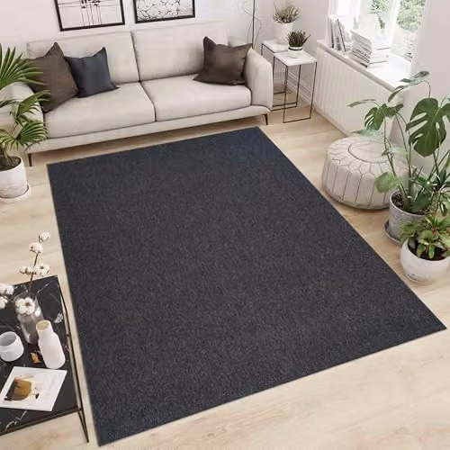 Desire Modern Plain Grey Rectangular Living Room Area Rug, W: 60 cm, L: 110 cm