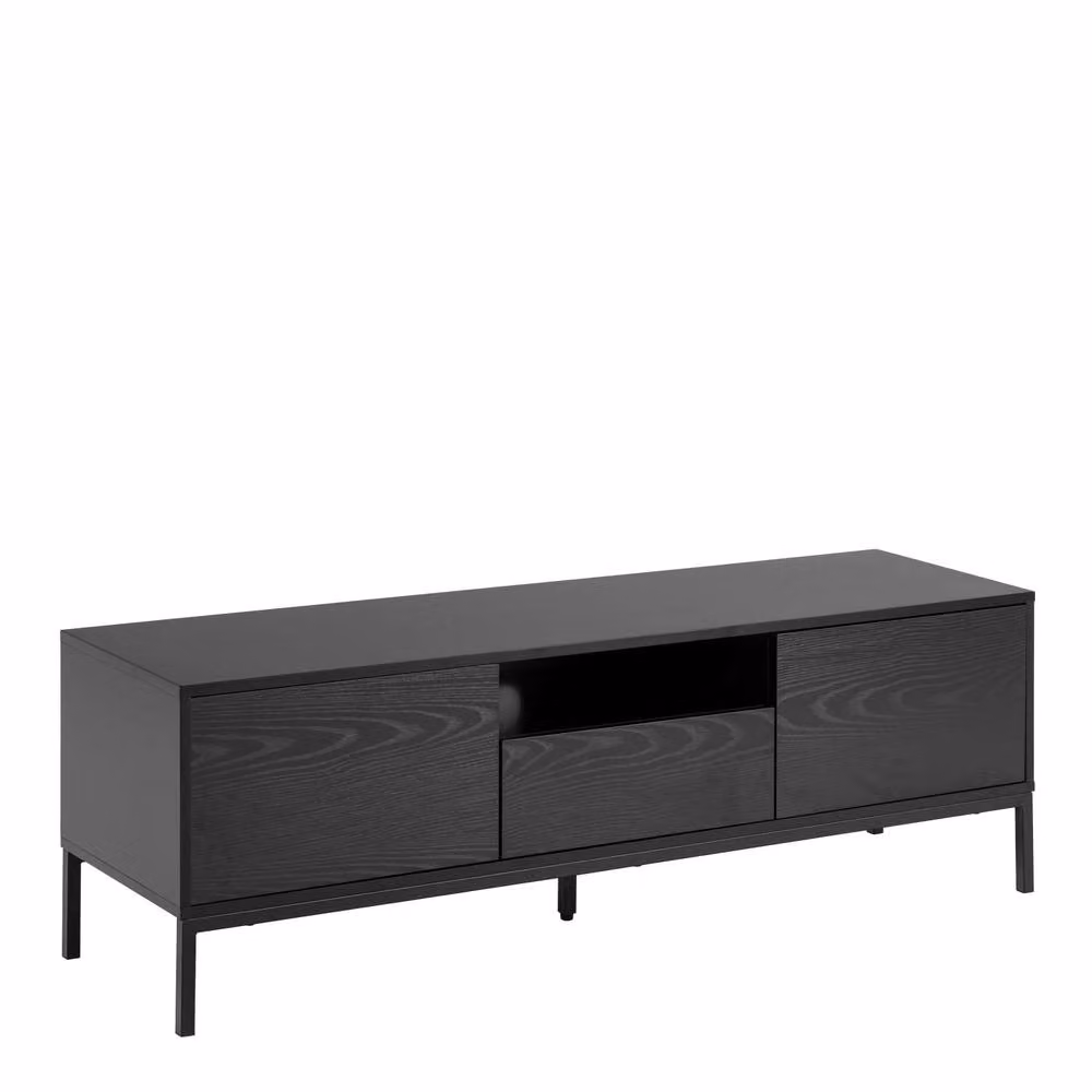 Wyld Haus El Paso Black Wooden TV Unit with 2 Doors, 1 Drawer and Metal Base, W/D/H: 140.0 x 40.0 x 45.0 cm – 2