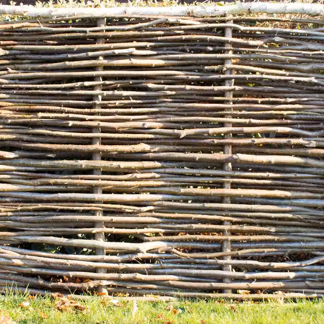 Primrose Premium Hazel Weave Hurdle Fencing Panel Birchwood Capped, Brown, H: 182.88 cm