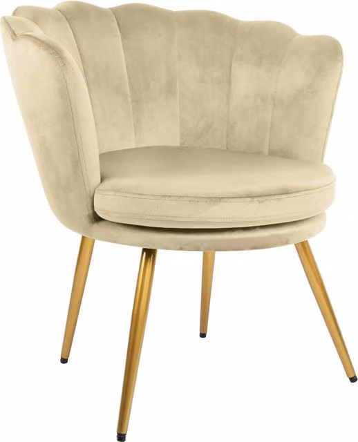 Genesis Flora Accent Chair with Petal Back Scallop Armchair in Champagne Velvet