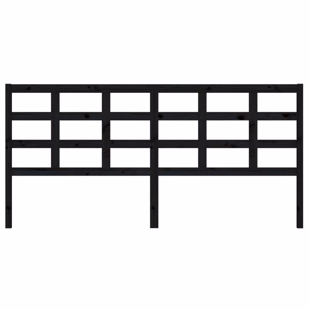 Berkfield Home Black Solid Pine Wood Bed Headboard, W: 205.5 cm, D: 4 cm, H: 100 cm – 3