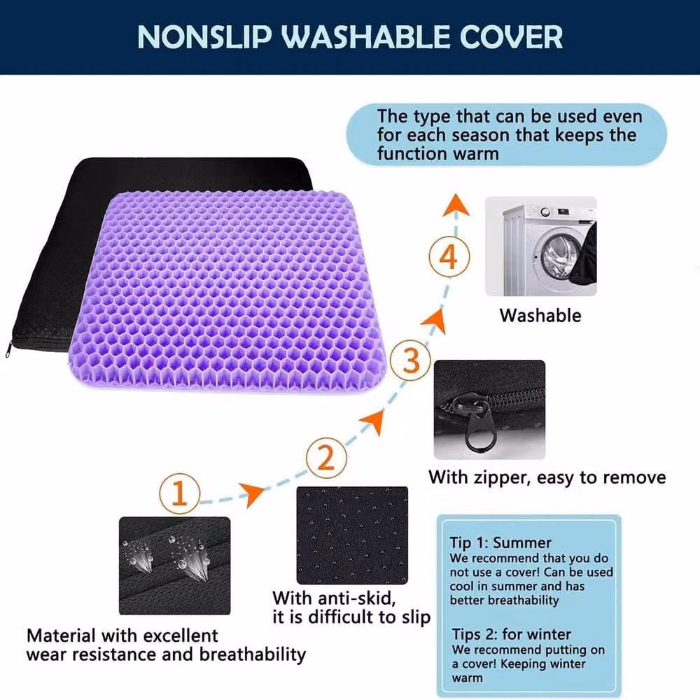 NESTLUNE Double Thick Honeycomb Gel Cooling Seat Cushion, Purple, W: 100 cm, D: 100 cm, H: 1 cm – 5