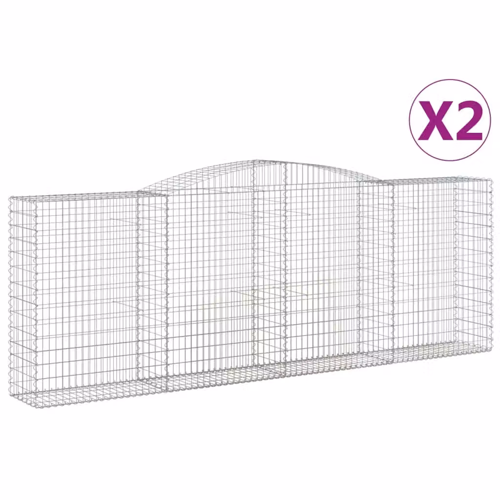 Berkfield Home Arched Gabion Baskets, 2 Piece Set, Silver Galvanised Steel, W: 400 cm, D: 50 cm, H: 140-160 cm – 2
