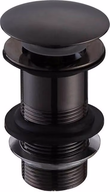 Nes Home Black Big Cap Push Button Unslotted Basin Sprung Waste in Brass – 1