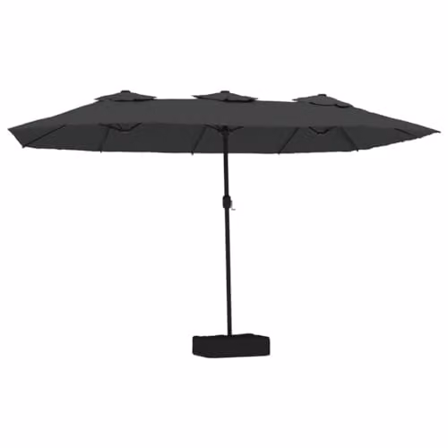 vidaXL Double-Head Cantilever Garden Parasol with LEDs, Anthracite, W: 449 cm, H: 265 cm