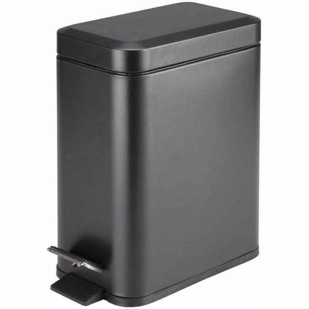 NESTLUNE Black Rectangular Stainless Steel 5L Slim Pedal Bin, H: 100 cm, W: 15 cm, D: 15 cm – 2