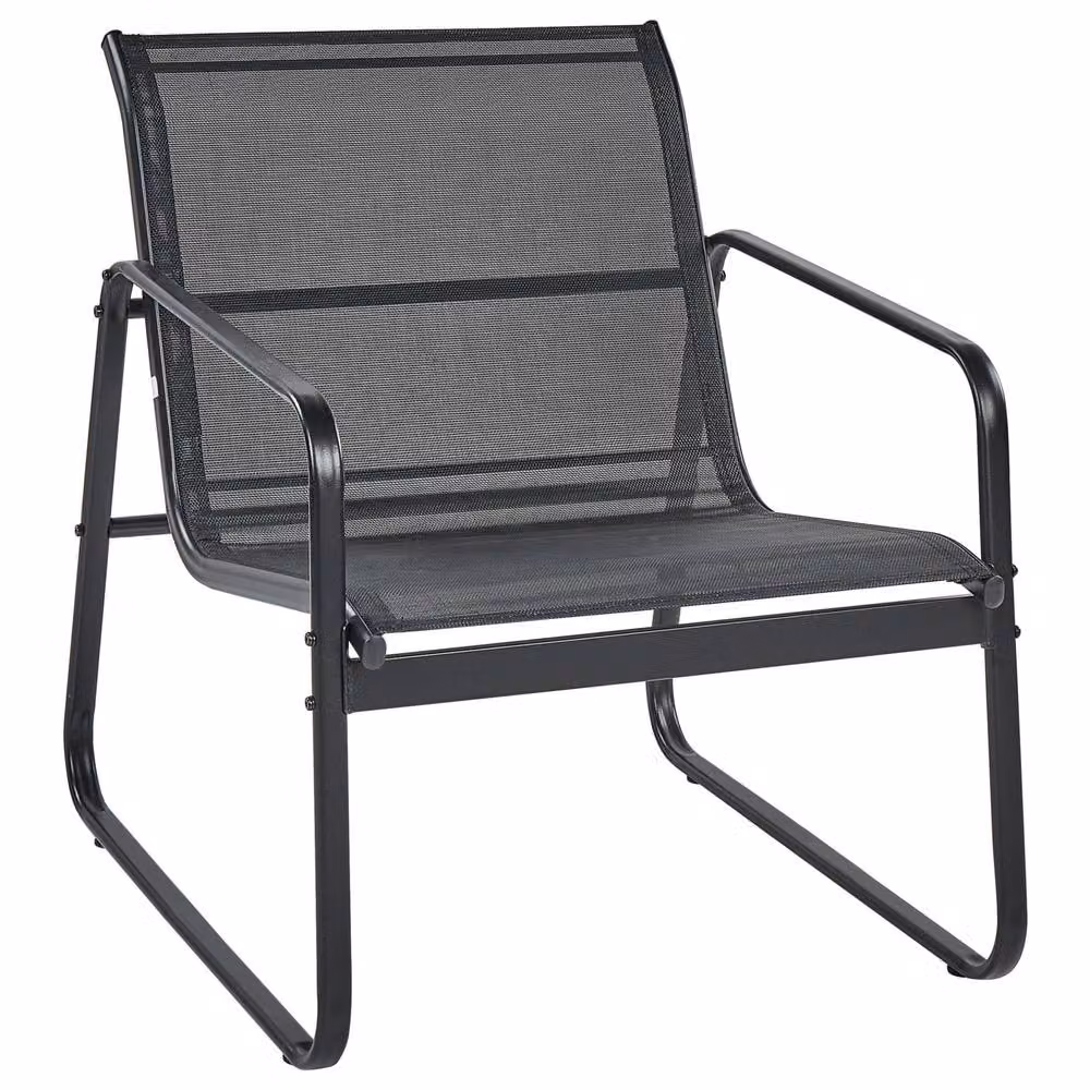 Wyld and Coco 4-Seater Industrial Garden Sofa Set with Matt Black Steel Frame and Tempered Glass Table – 3