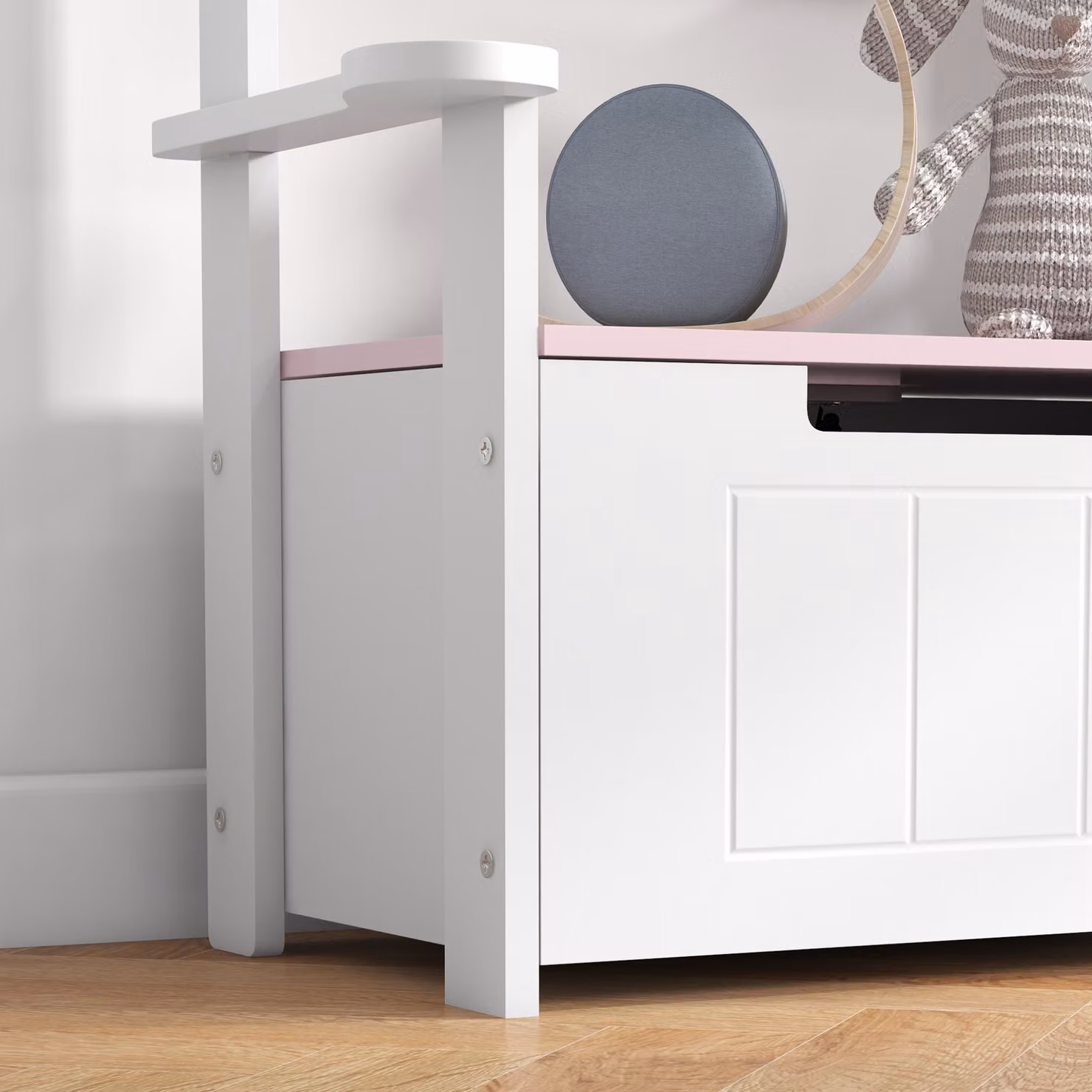 AIYAPLAY 2-in-1 Pink Toy Box with Lid for Childrens Bedroom and Nursery – 3