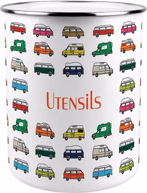 Purely Home Colourful Campervans Kitchen Utensil Holder in Multicolour