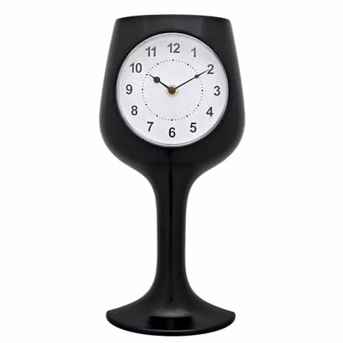 HOMETIME Black and White Wine Glass Analogue Wall Clock – 1