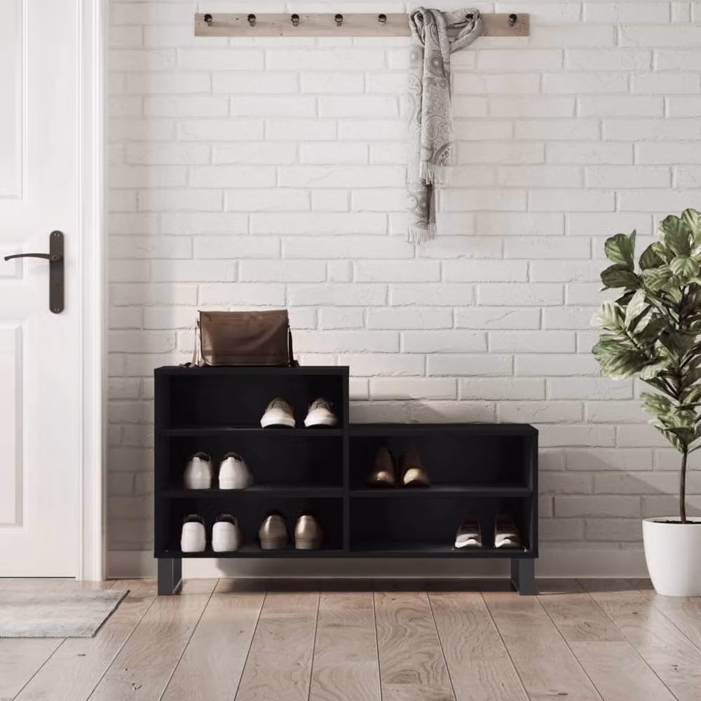 Berkfield Home Modern Black Shoe Cabinet W/D/H: 102 x 36 x 60 cm – 2