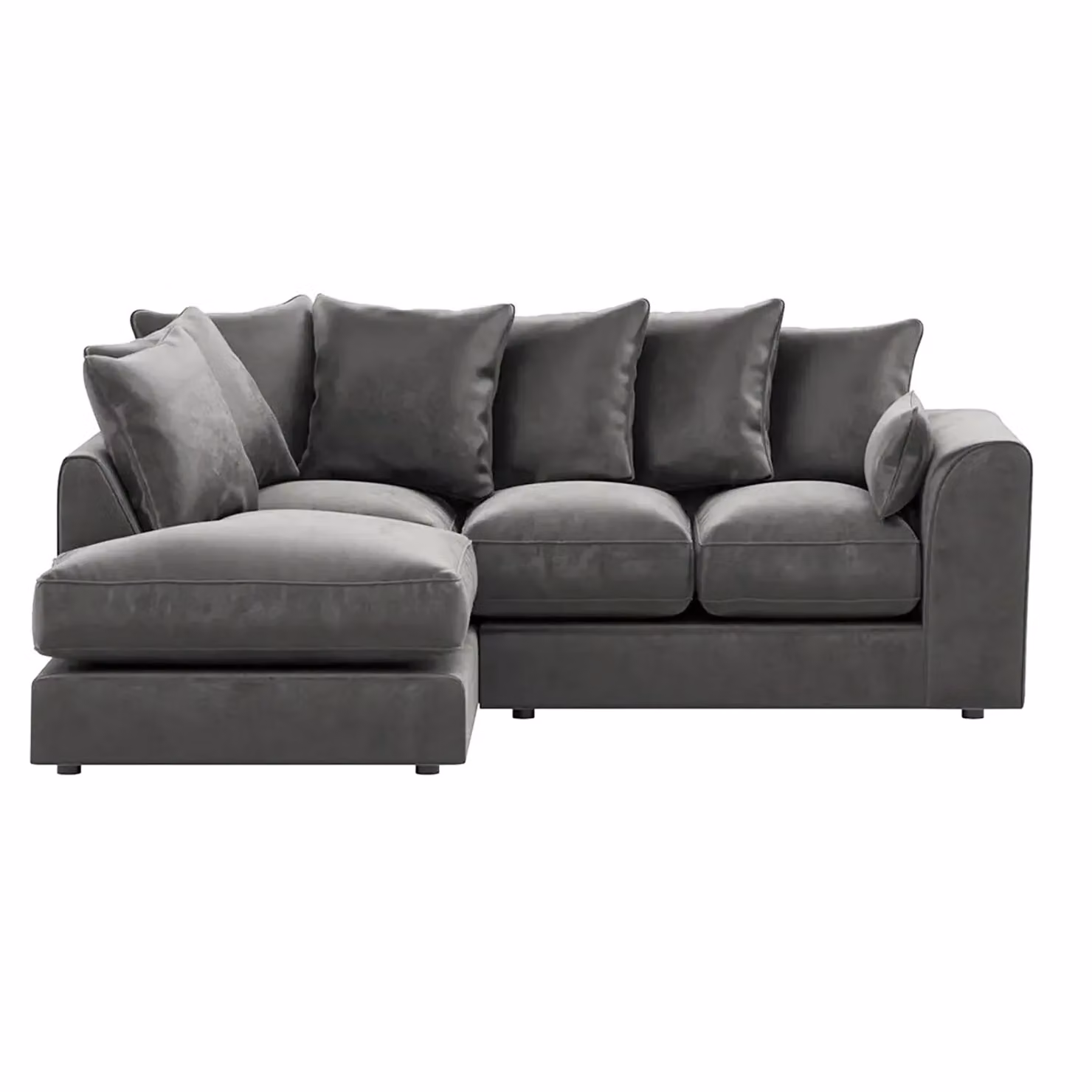 Furnishings For Less UK Brooklyn L Shaped Corner Sofa, 3 to 4 Seater, Left Hand Facing, Grey Plush Velvet – 2