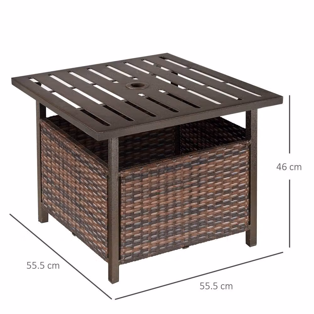 ERGOVEXA Brown Polyrattan Square Garden Coffee Table, W: 55.5 cm, D: 55.5 cm, H: 46.0 cm – 2