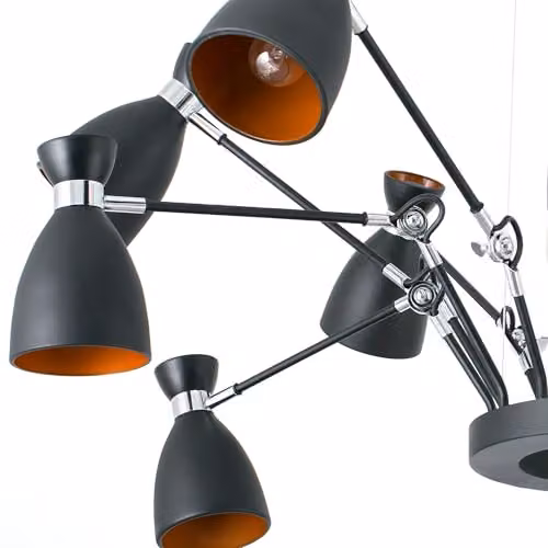 FARO BARCELONA Retro Metal Cone Suspended Lamp in Black and Gold/Brass with E14 Bulb Compatibility – 5