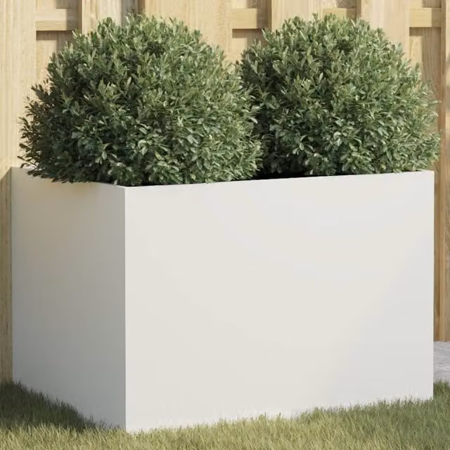 Berkfield Home Steel Planter Tub, White, W: 62 cm, D: 47 cm, H: 46 cm