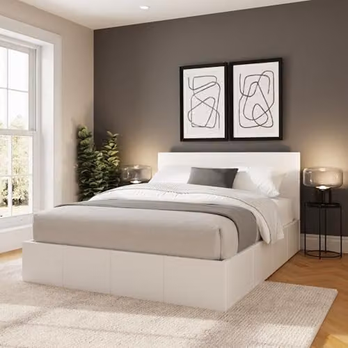 GFW Modern Upholstered Fabric Ottoman Bed Frame with Lift Up Base, W/D/H: 151 x 140 x 202 cm – 3