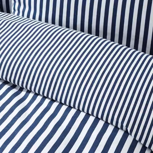 Catherine Lansfield Reversible Striped Cotton Flannelette Duvet Cover and Pillowcase Set, Blue, W/D/H: 220 x 220 x 50 x 75 cm – 3