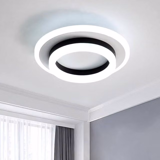 Goeco Modern Round LED Ceiling Light, Black, 24 W, 2700 LM, Diameter: 20 cm – 1