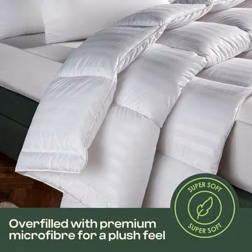 MHG Living Luxury Soft Touch 3 Tog Summer Duvet, White Microfibre Anti-Allergy Super King – 4