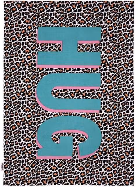 Dexam Happy Place Hug Graphic Cotton Tea Towel in Brown and Multicolour