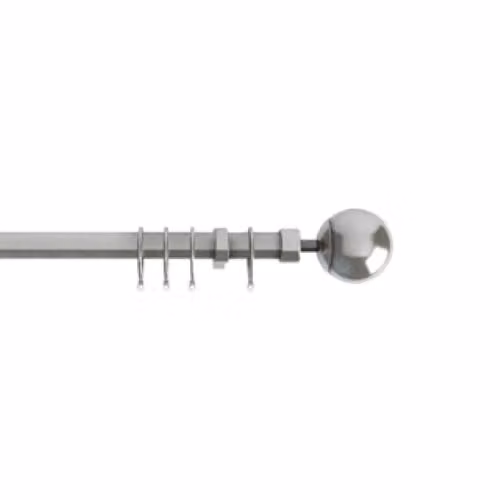 New Edge Blinds Stainless Steel Straight Curtain Pole in Silver
