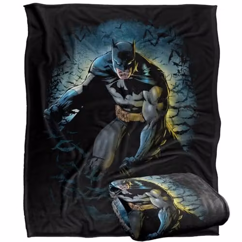 LOGOVISION Batman Bat Cave Super Soft Silky Touch Fleece Throw Blanket, Multicolour, W: 127 cm x D: 152.4 cm – 1
