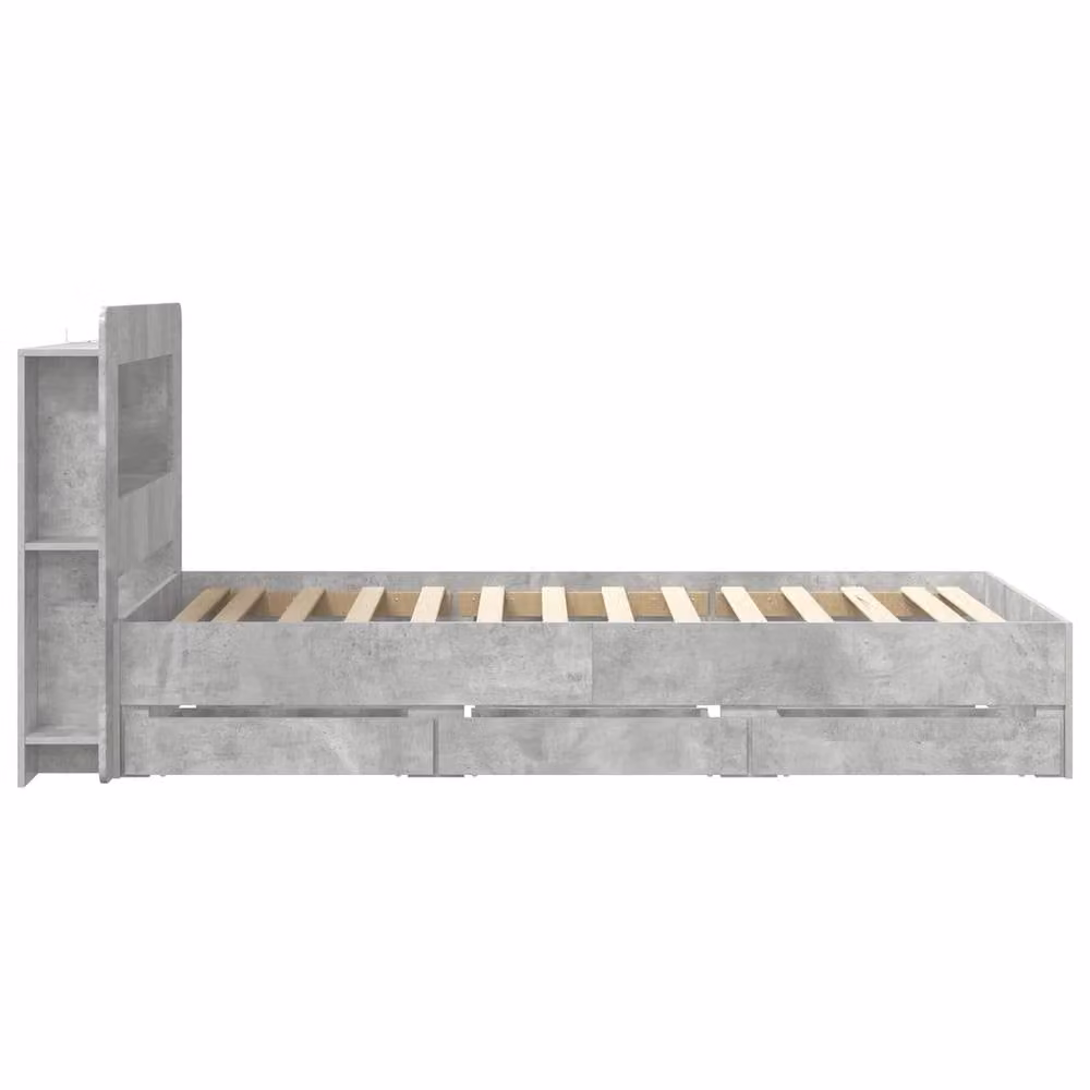 Berkfield Home Modern Bed Frame with Headboard and Storage Drawers in Grey, W/D/H: 90 x 190 cm – 2