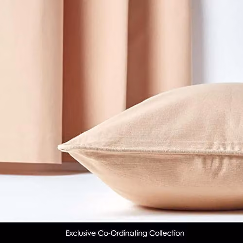 Homescapes Plain Cotton Eyelet Curtain Pair in Beige, Width: 140 cm, Drop: 183 cm – 4