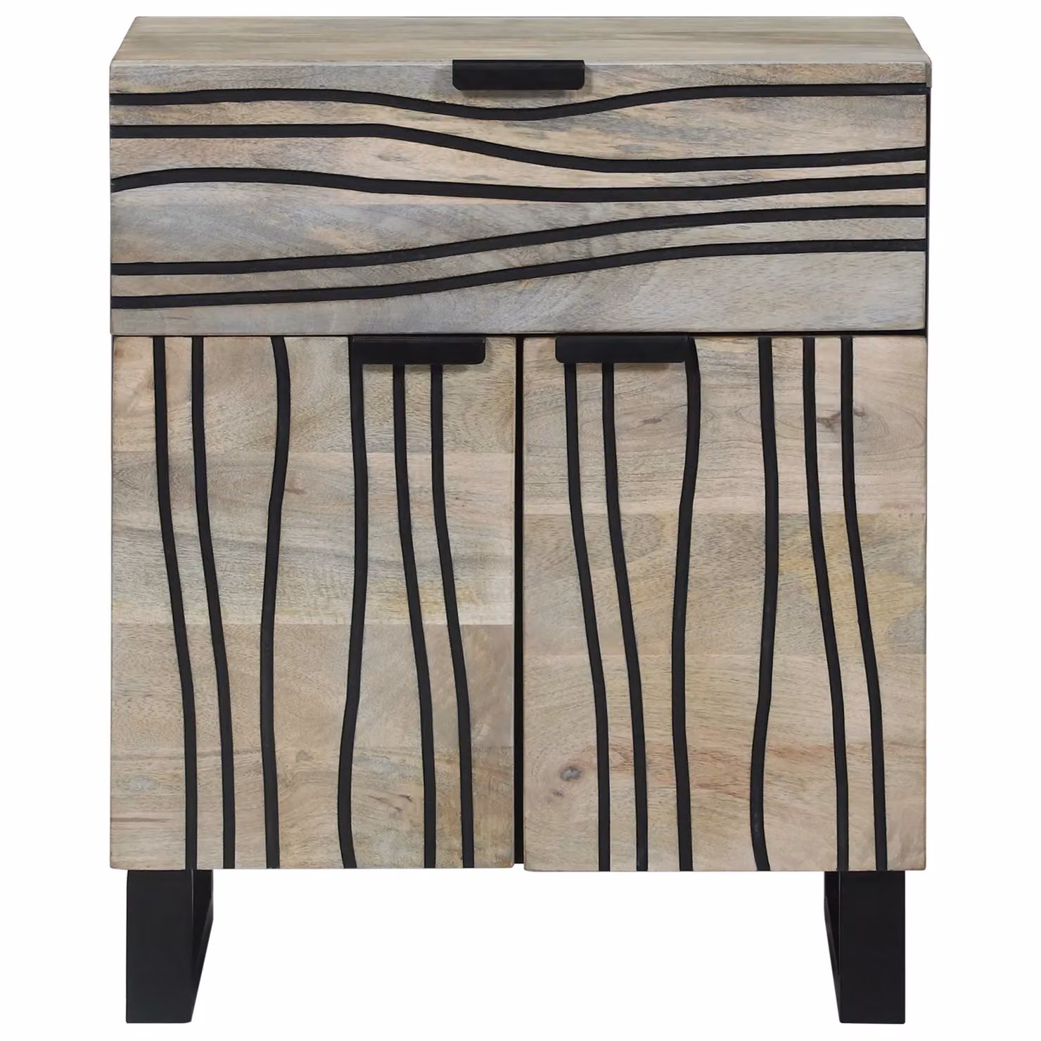 Berkfield Home Modern Bedside Table with Drawer in White and Black, W/D/H: 50 x 33 x 60 cm – 3